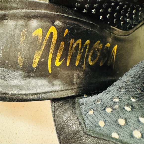 Mimosa Black Genuine Soft Leather Shoes Peep Toe Stacked Heel Sandals Sz 37 - Picture 11 of 15